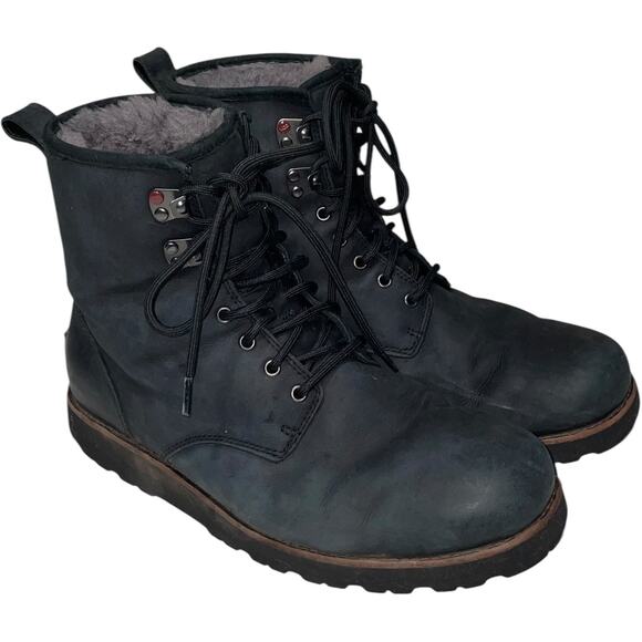 UGG Other - UGG Hannen Black Leather Sheepskin Lined Boots    Size: US 11